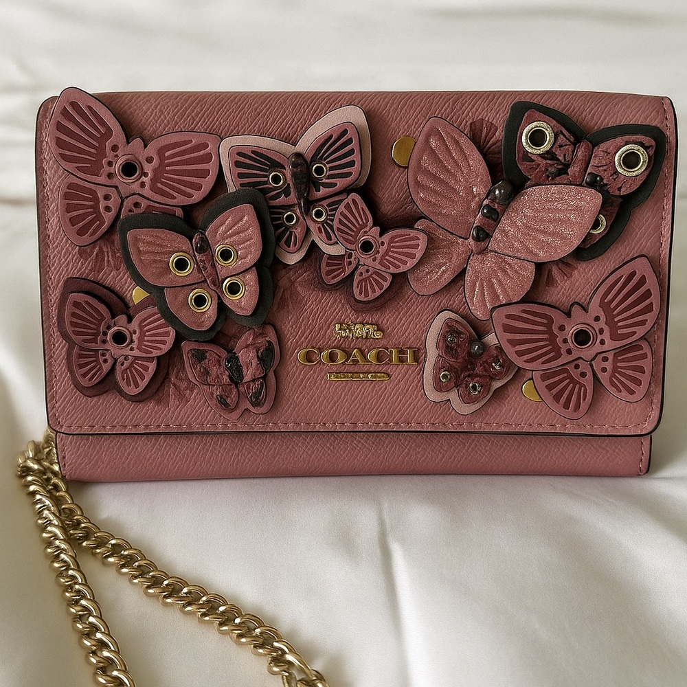 Coach Pink Butterfly Appliqué Crossbody/ Belted Bag